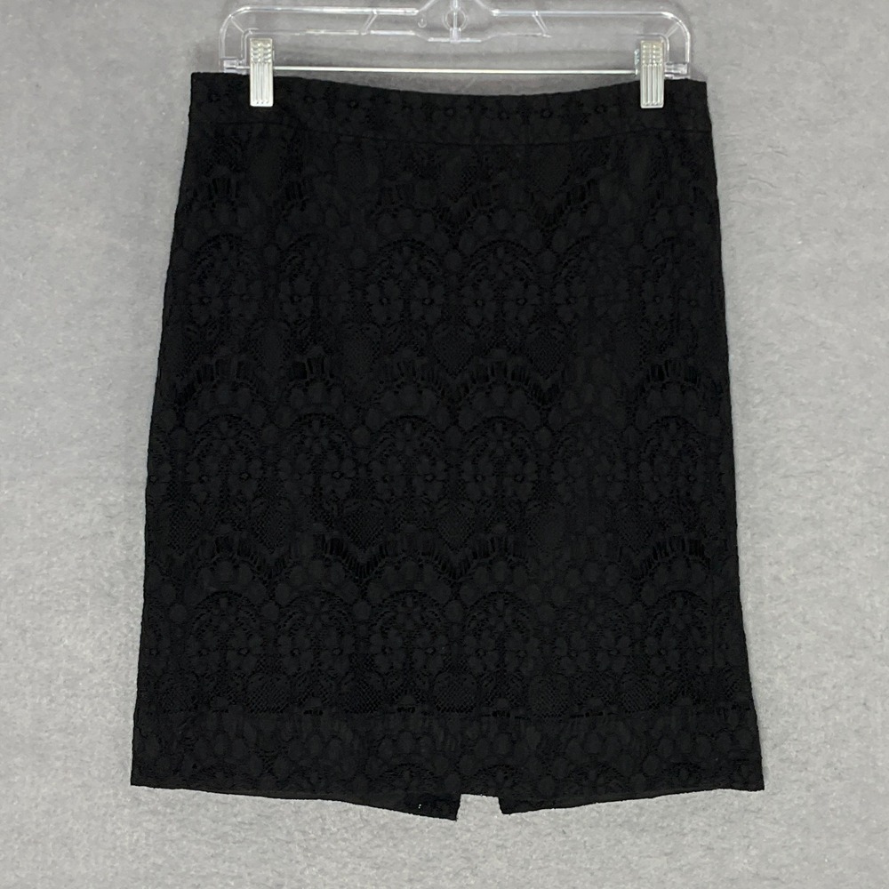 J. Crew Pencil Skirt Women's Size 6‎ Black Lace Overlay Classic Elegant Career